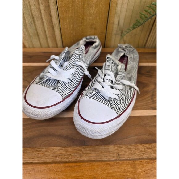 Converse All Star Womens Striped Slip-On Sneakers Size 7.5 Canvas White & Black - Picture 6 of 6